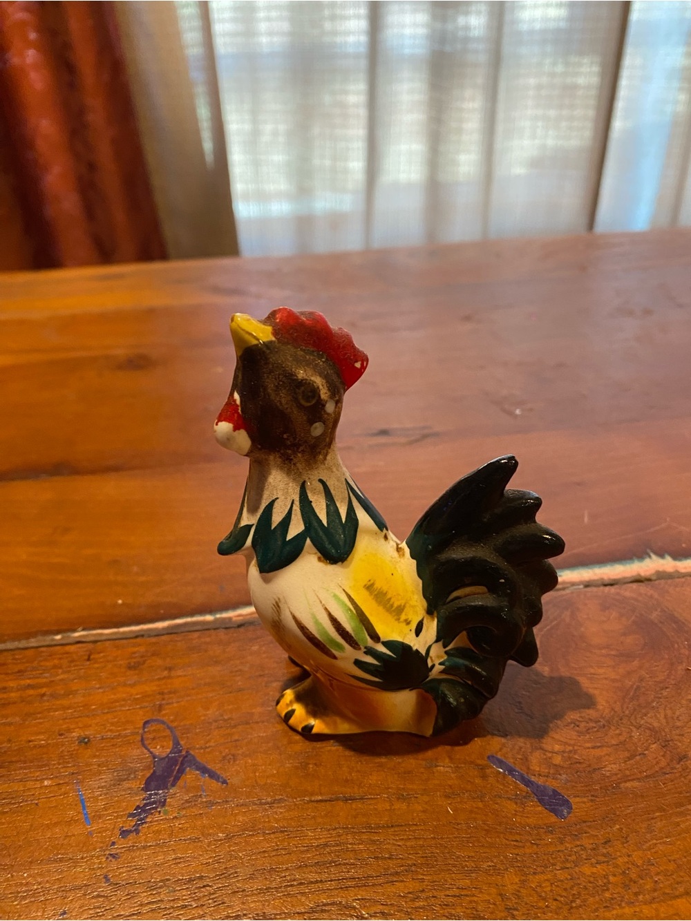 Handpainted Rooster Bird Figurine - Yellow, Black, Red by Per Ann Novelty